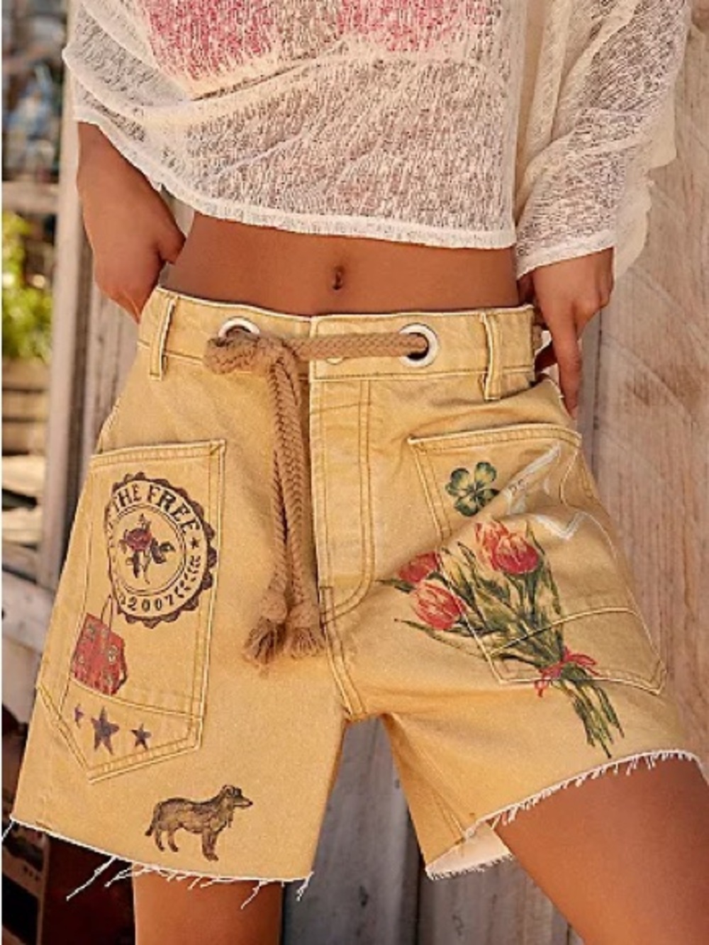 We The Free by Free People Moxie Printed Barrel Shorts NWOT Size 25